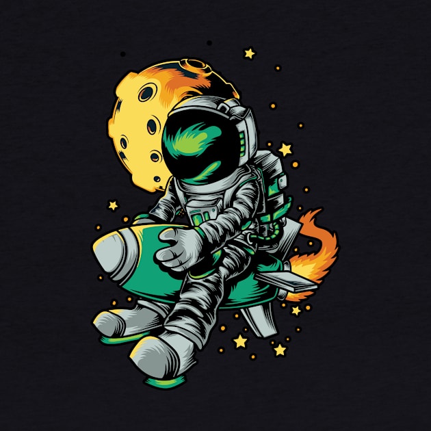 Astronaut Riding Rocket by unrefinedgraphics